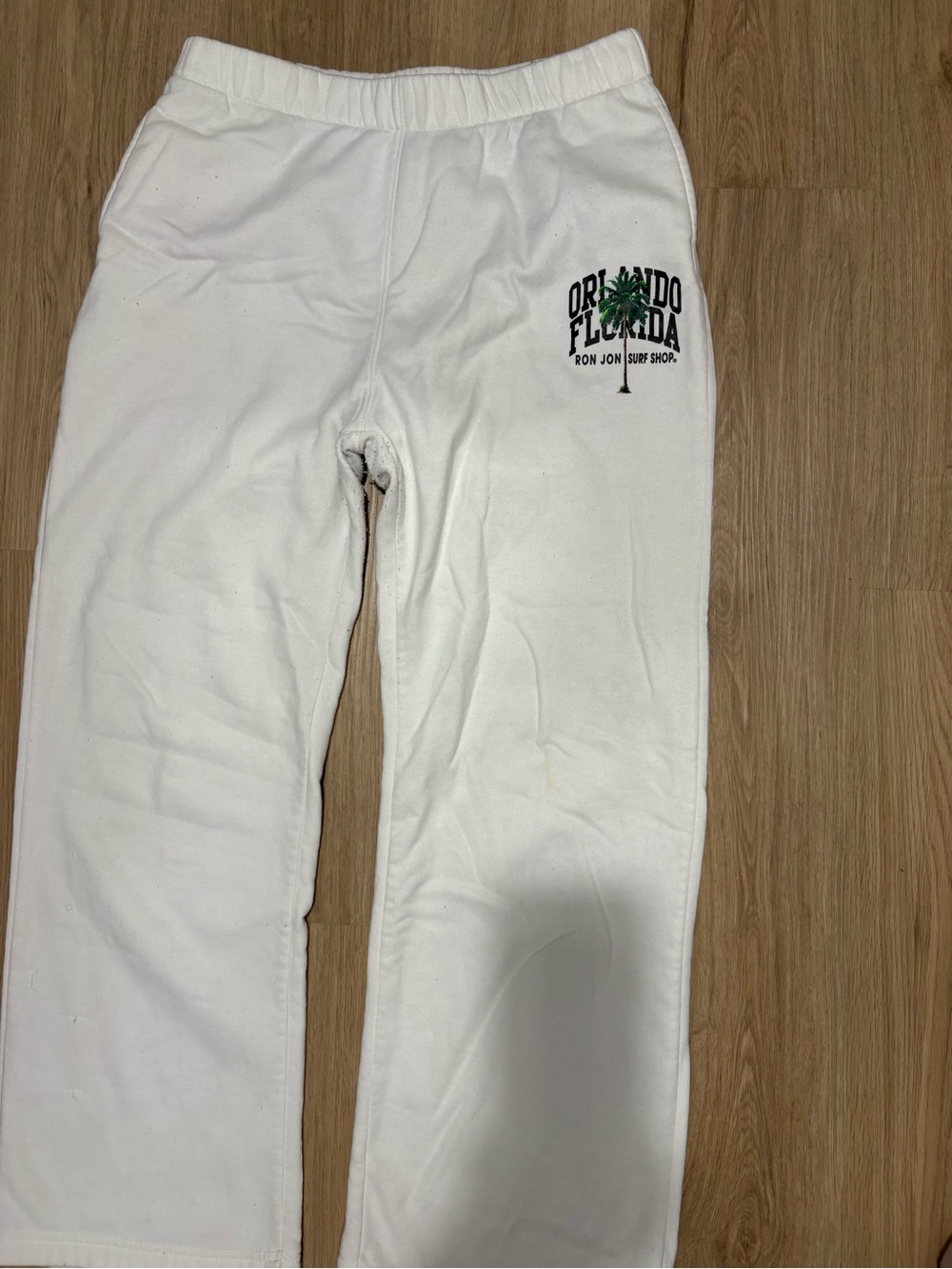 Ron Jon Surf Shop Orlando Florida White Cropped Sweatpants